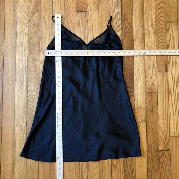 Victoria's Secret NWOT Vintage 1990s Women's Satin Black Lacy Slip Nightgown M - Picture 2 of 7
